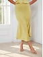 billige Skirts-Elegant Satin Midi Skirt