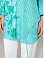 baratos Shirts-Satin Floral Geometric Puff Sleeve Shirt