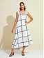 abordables Print Dresses-Satin V Neck A Line Midi Dress
