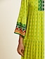 abordables Print Dresses-Geometric Satin Y Neck Long Sleeve Maxi Dress