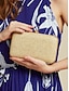 economico Clutches &amp; Evening Bags-Stylish Pearl Clasp Straw Clutch Purse