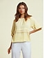 billige Blouses-Pleated Lyocell Scoop Neck Blouse