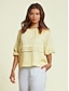 baratos Blouses-Pleated Lyocell Scoop Neck Blouse