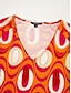 economico Print Dresses-Satin Waves V Neck Half Sleeve Maxi Dress