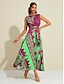 abordables Print Dresses-Satin Floral Sleeveless Maxi Dress