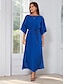 billige Uformelle kjoler-Belted Off Shoulder Maxi Dress in Cotton Linen