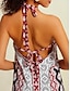 billige Print Dresses-Bandana Print Halter Neck Swing Maxi DressSorting according to the given criteria  Brand   Design   Material   Shirt Type  and without including the unavailable categories directly  the optimized title in English following the requirements would be  Ha