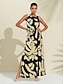 baratos Print Dresses-Vestido Casual Feminino Floral Solto para Verão