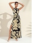 preiswerte Print Dresses-Frauen Casual Kleid mit Blumenmuster und 3 4 Arm
