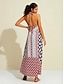 cheap Print Dresses-Bandana Print Halter Neck Swing Maxi Dress