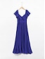 billige Afslappede kjoler-Pleated Chiffon A Line V Neck Maxi Dress