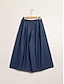 cheap Pants-Rayon Dark Blue Pocket Wide Leg Pants