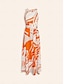economico Print Dresses-Satin Floral High Neck Maxi Dress