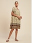 billige Print Dresses-Geometric Boho Chiffon V Neck Mini Dress