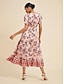 billige Print Dresses-Satin Lace Trim Maxi Dress