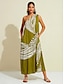 billige Print Dresses-Satin One Shoulder Maxi Dress