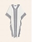 abordables Print Dresses-Geometric Satin V Neck Midi Kaftan