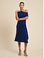 billige Afslappede kjoler-Plain One Shoulder Midi Dress