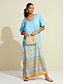 cheap Print Dresses-Satin Floral Swing Short Sleeve V Neck Maxi Dress