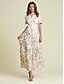 economico Print Dresses-Belted Maxi Shirt Dress