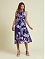 preiswerte Print Dresses-Floral Chiffon Halter Sleeveless Midi Dress