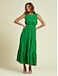 abordables Vestidos casuales-Cotton Linen Sleeveless Maxi Dress