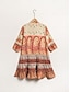 baratos Print Dresses-Printed Satin Y Neck Maxi Dress