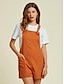 baratos Jumpsuits-Cotton Linen Pocket Relaxed Overall Shorts