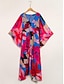 billige Print Dresses-Brand Cotton V Neck Maxi Dress