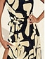 preiswerte Print Dresses-Frauen Casual Kleid mit Blumenmuster und 3 4 Arm