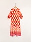 billige Print Dresses-Satin V Neck Half Sleeve Maxi Dress