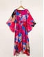 cheap Print Dresses-Chiffon Floral V Neck Maxi Dress