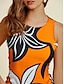 abordables Print Dresses-Sleeveless Satin Floral Maxi Dress