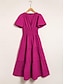 preiswerte Casual Kleider-Cotton V Neck Solid Maxi Dress