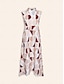 baratos Print Dresses-Geometry Lace Up V Neck Midi Dress