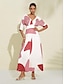 baratos Print Dresses-Floral Pocket V Neck Maxi Dress
