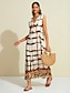 baratos Print Dresses-Leopard Print Satin Sleeveless Maxi Dress