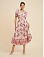 billige Print Dresses-Satin Lace Trim Maxi Dress