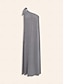 abordables Vestidos casuales-One Shoulder Solid Maxi Dress in Viscose Linen