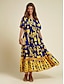 economico Print Dresses-Split Neck Satin Maxi Dress