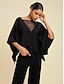 abordables Blouses-Lace Paneled Satin Cape Top