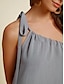 preiswerte Casual Kleider-Solid Viscose Linen One Shoulder Maxi Dress
