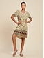 abordables Print Dresses-Geometric Boho Chiffon V Neck Mini Dress