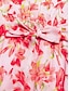 baratos Print Dresses-Elastic Waist Floral Chiffon Maxi Dress
