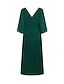 baratos Vestidos Tamanhos Grandes-Chiffon Ruffle V Neck Twisted Maxi Dress