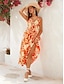 cheap Print Dresses-100% Cotton Floral Cami Sleeveless Midi Dress