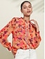 abordables Tops &amp; Blouses-Floral Print Chiffon Shirt