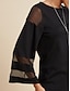 abordables Blouses-Modal Chiffon Illusion Sleeve Crew Neck Shirt