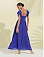 billige Afslappede kjoler-Pleated Chiffon A Line V Neck Maxi Dress