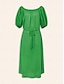 cheap Casual Dresses-Cotton A Line Ruched Belted One Shoulder Maxi Dress